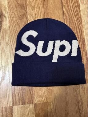 Supreme Navy Big Logo Beanie